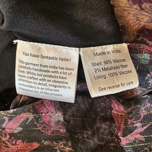 NWT Rococo Sand Purple & Black Metallic Paisley Tiered Maxi Dress Sz XL - Picture 12 of 12